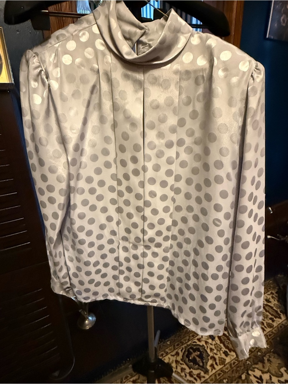 Vintage Nicola Silver Polka Dot Blouse